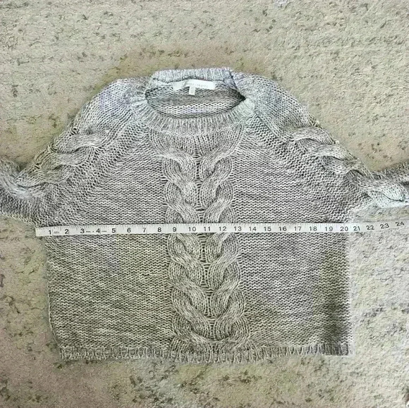 Lovers + Friends Womens Gray Chunky Knit 100% Wool Cropped Sweater XS - Picture 13 of 13